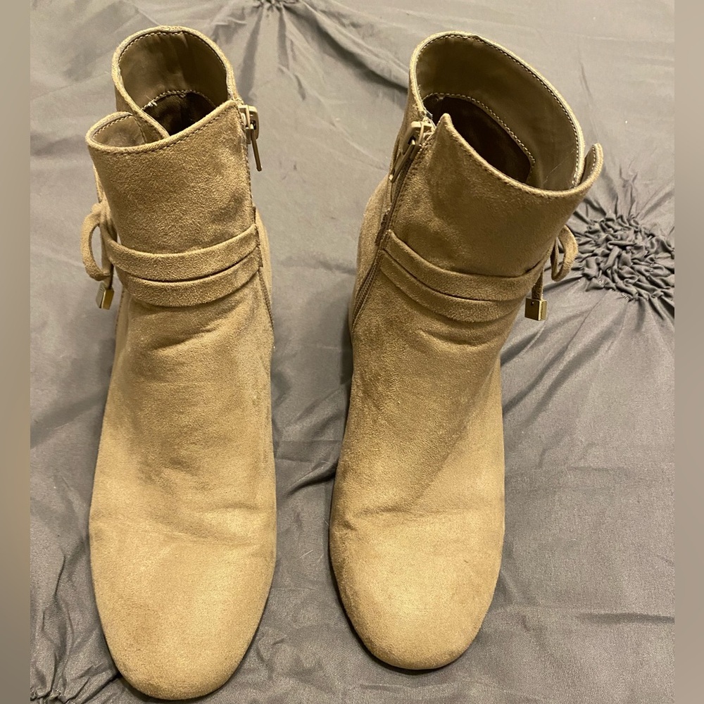 Brown suede booties